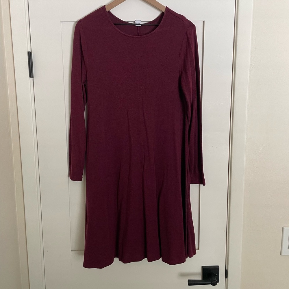 Old Navy Burgundy Long Sleeve A-Line Dress